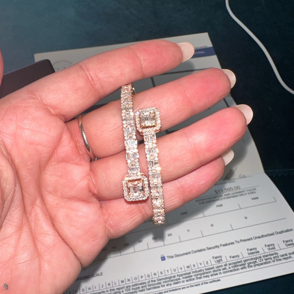 Custom Diamond Bangle Totaling 450 Ct FG Color